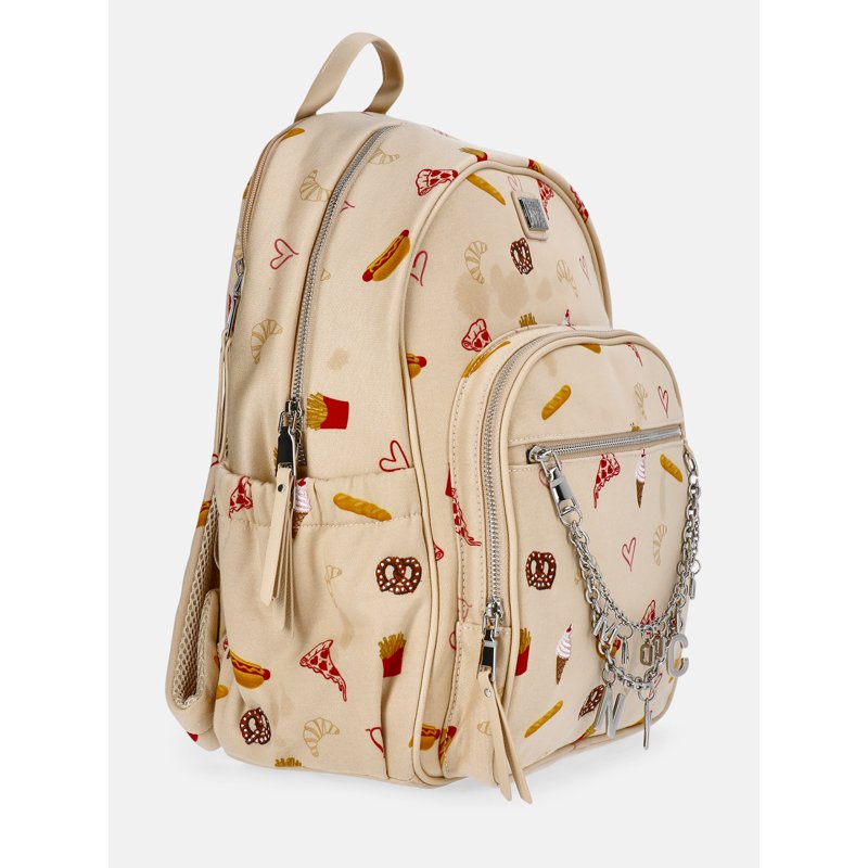 Women's Dome Backpack with Charm Chain Accent - Multiple Colors