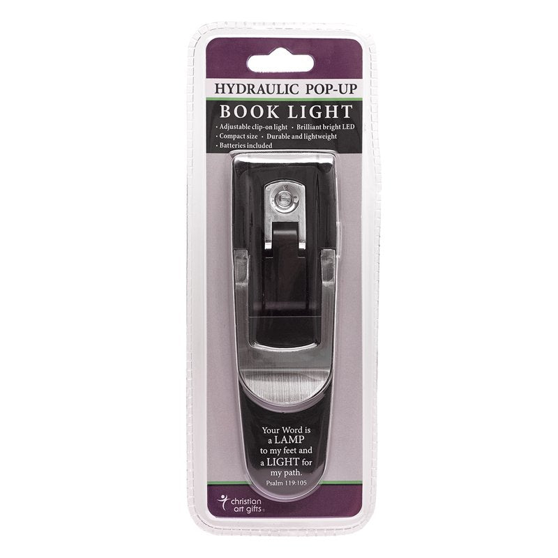 Black Psalm 119:105 Hydraulic Pop-up Book Light - Adjustable Clip-On Reading Lamp