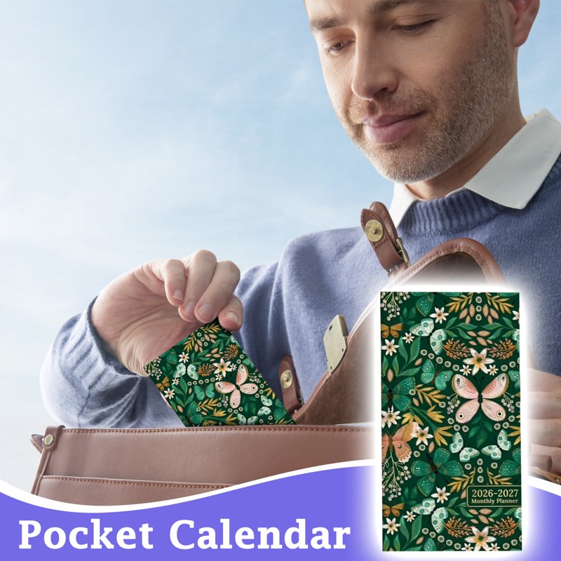 Pocket Calendar 2026-2027 Two-Year Monthly Planner Small Organizer for Purse