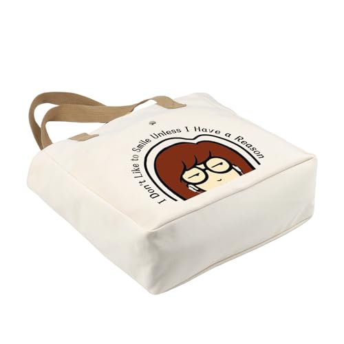 CMNIM Cartoon Merchandise Gift I Don't Like To Smile Unless I Have a Reason Larger Tote Bag 90s TV Show Merch for Fans