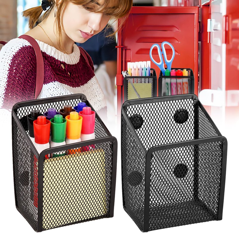Magnetic Pencil Holder Mesh Organizer for Whiteboards, Fridges & Lockers