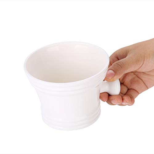 Brrnoo Shaving Bowl, Shaving Soap Bowl For Men Heat Insulation Smooth Shaving Bowl, Mug with Knob Handle, ABS Shaving Soap Bowl Foam Shaving Soap Cream Bowl (White)