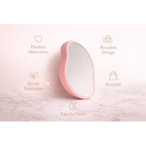 Crystal Hair Eraser Reusable Nano-Glass Hair Remover & Exfoliator for Men & Women | Painless Physical Epilator Stone for Smooth, Silky Skin (Black)