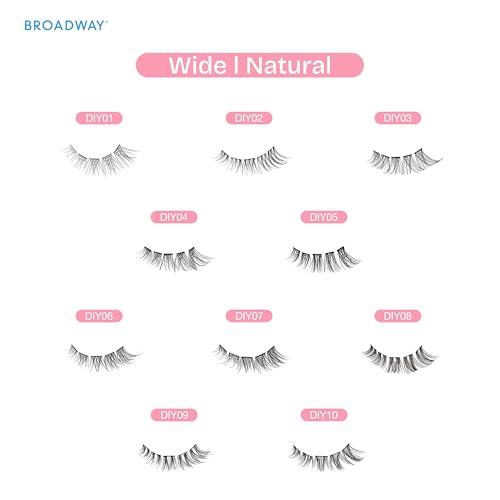 Broadway Lash Clusters, 9-16mm 70 pcs Assorted Natural Wispy False Eyelashes, Customizable DIY Individual Lash Extensions for Beginners, Lightweight & Comfortable Wide Band, Great for Everyday Glam