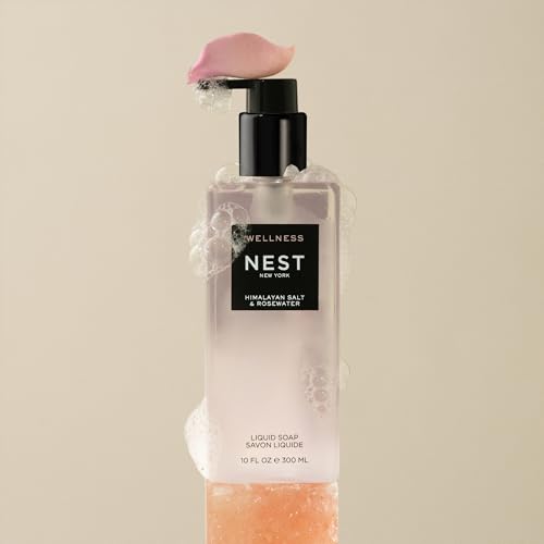 NEST New York Liquid Soap, Himalayan Salt & Rosewater - 10 fl oz - Cleanses & Nourishes Skin - Approx. 300 Pumps Per Bottle - Gluten Free & Cruelty Free (Pack of 2)
