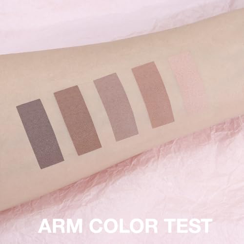 5 Colors Matte Eyeshadow Makeup Palette, 5 Natural Neutral Nude Brown Cool-Toned Nude Taupe Eyeshadow, Looks for Brown Eyes Women Finish Long Wearing Waterproof Professional Eye Makeup 06#