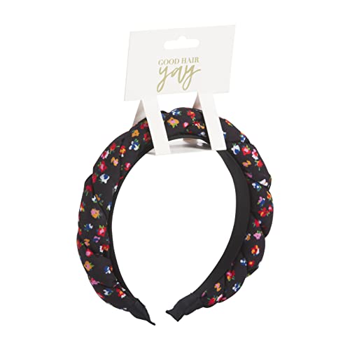 Mud Pie Braided Floral Headband, Black