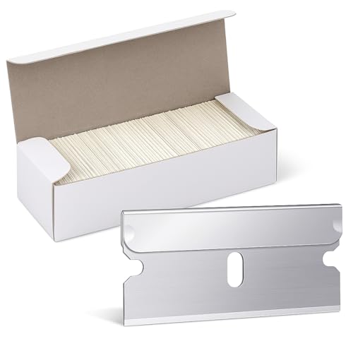 Single Edge Razor Blades, 100 Pack Heavy-Duty Replacement Blades for Glass, Window Scrapers, Utility Knives & Box Cutters, High-Carbon Steel for Sticker, Decal & Adhesive Removal