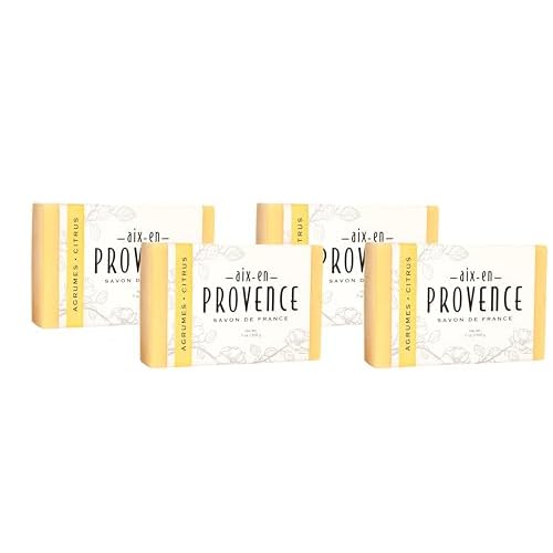 Aix en Provence Triple Milled Shea Butter Artisanal French Soap, 200g Soap Bar (5029) (Pack of 4)