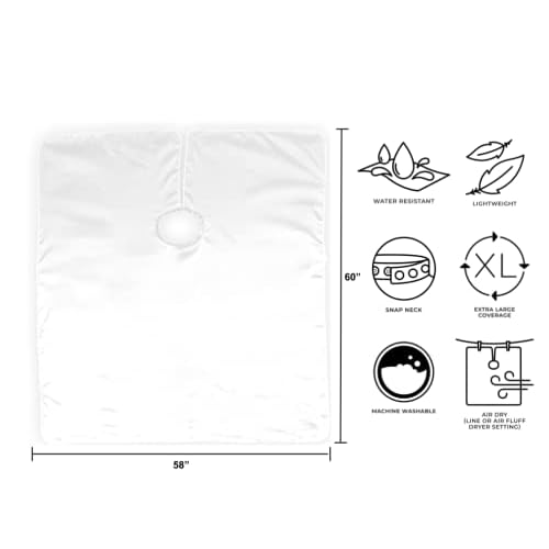 Cricket Contouring Hair Cutting Cape for Women Men Adults Professional Salon Barbershop Hairdresser Hairstylist Cape for Clients, Reflects Light, Crisp White