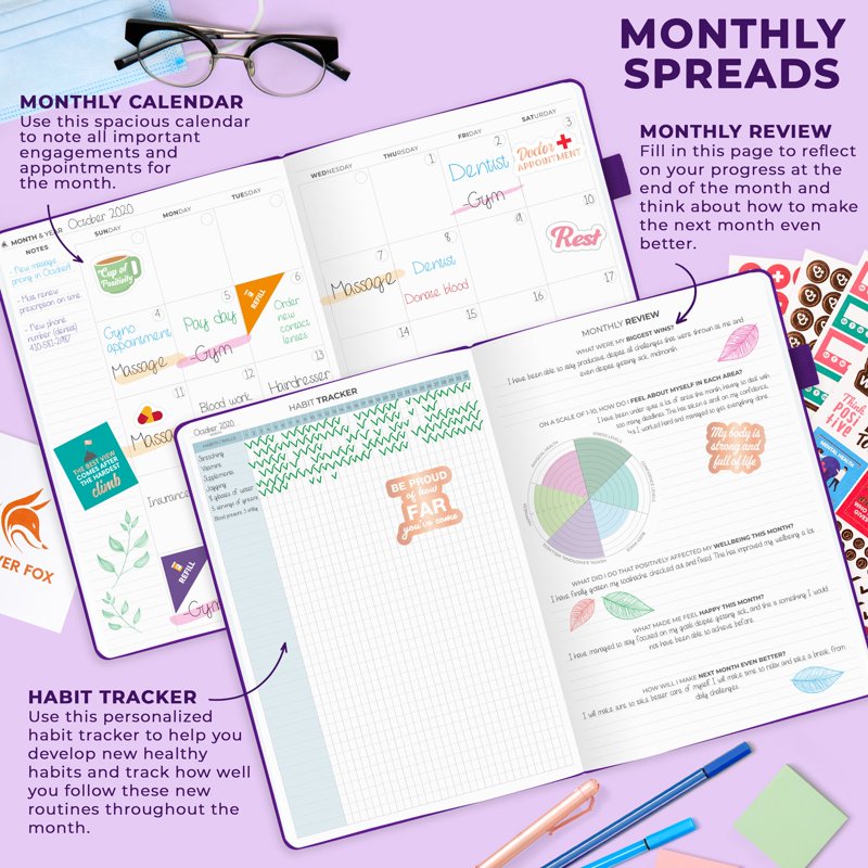 Undated Medical Planner and Wellness Journal - 3-Month Health Tracker, Hardcover
