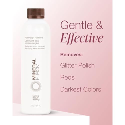 Mineral Fusion Nail Polish Remover - Acetone-Free Nail Care with Natural Solvents - Non Drying Liquid Formula - 6 fl oz, Pack of 2