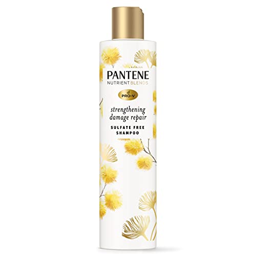 Pantene Sulfate Free Shampoo, Hair Strengthening Anti Frizz Damage Repair Shampoo with Castor Oil, Safe for Color Treated Hair, Nutrient Blends, 9.6 oz
