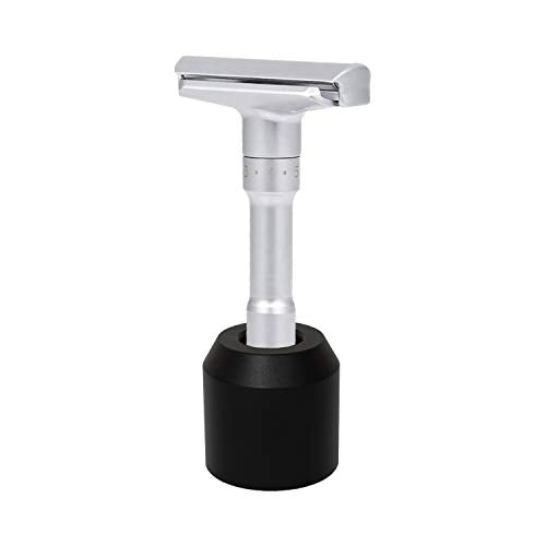 Men's Safety Razor Stand Aluminum Alloy Desk Pen Holder Toothbrush Shaving Razor Base Stand (B-Black)