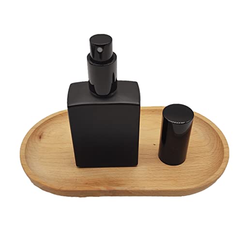 8PCS Square Glass Spray bottle,1.7oz Small Refillable Container with Fine Mist sprayer,Perfume bottle (50ml, Matte Black)
