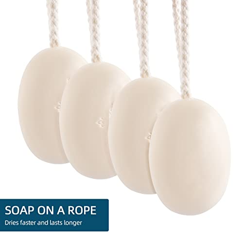 IeBilif Men Bar Soap On a Rope Pack of 4 Bath Soap for Face Body Natural Hydrating Soap Bar for Men and Women,7.02 Ounce each