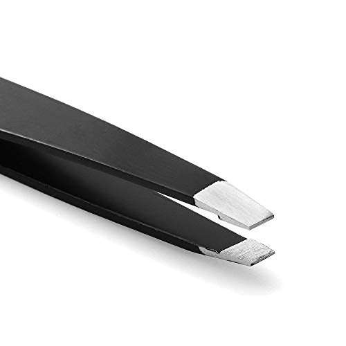 Eyebrow Tweezer with Comb - Tweezer Slant Tip, Professional Stainless Steel Slant Tip Tweezer - The Best Black Precision Eyebrow Tweezers