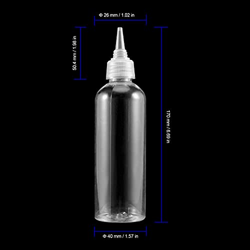 FUNSUEI 80 Pack 4 OZ 120 ml Plastic Squeeze Bottles with Twist Top Cap, Clear Plastic Dispensing Bottles with Dust-Proof Cap for Seasonings, Sauce, Oil, Cosmetics, Shampoo, Paint