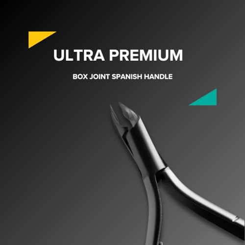 Rui Smiths Ultra-Premium Stainless Steel Cuticle Nippers - Professional Stainless Steel Cuticle Cutters - Spanish Handle, Rounded Box Joint, Matte Chrome Plated - 5mm Jaw, Single Spring