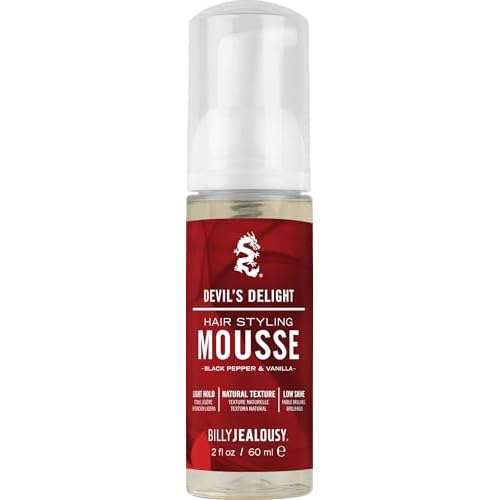 Billy Jealousy Devil¡¯s Delight Hair Styling Mousse for Men ? Light Hold for Volume & Lift, Frizz Control ? Hydrates with Sea Moss & Kelp ? Travel Size, Silicone-Free, Vegan, Black Pepper Vanilla Scent