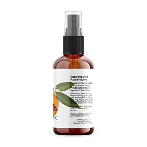 Premium Organic Moroccan Orange Blossom (Neroli) Water | 4oz Spray Imported from Morocco | Food Grade | Packed with Natural Antioxidants. Perfect for Hydrating & Rejuvenating Your Face & Neck