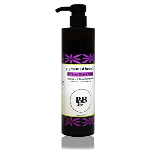 African Black Soap 16.9oz - Cleansing and Beautifying Wash with Lavender and Lemon Oil for All Skin Types