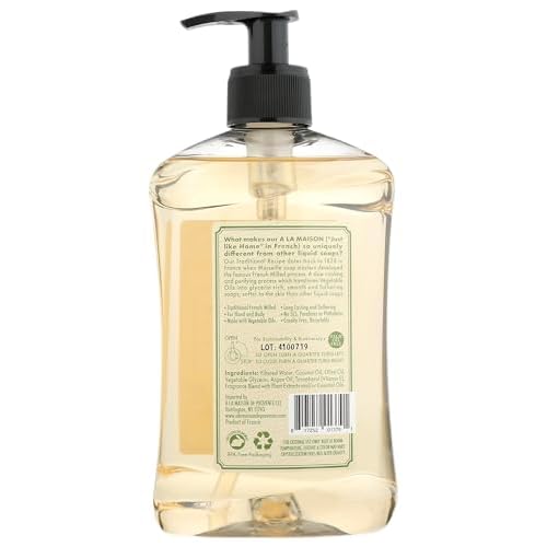 A LA MAISON French Liquid Hand Soap, Provence Lemon - Natural Hand Wash Made with Essential Oils - Biodegradable, Plant-Based, Vegan, Cruelty-Free, Alcohol & Paraben Free (16.9 oz, 1 Pack)