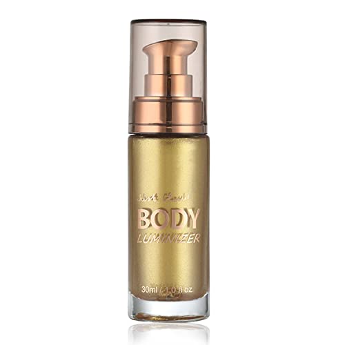 MAEPEOR Body Luminizer 6 Colors Waterproof Smooth Shimmer Face Body Glow Illuminator Non-sticky Liquid Body Highlight Illuminator (30 ML, 02 Metallic Gold)