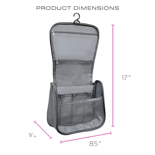 Travel Toiletry Bag, Cosmetic Makeup Organizer for Women and Men Travel Cosmetic Bag Bathroom Storage Bag, Mens Bathroom Bag Accessories (Grey), TBGREY01