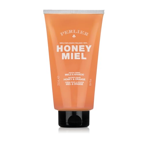 Perlier ? Honey & Orange Bath & Shower Cream, 8.4 fl oz, Gentle Cleanser with Organic Italian Honey and Orange Extract, Moisturizing, pH Balanced, Sulfate-Free, For Soft and Deliciously Scented Skin