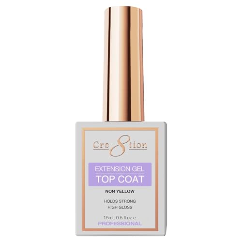 Cre8tion Extension Gel Top Coat, Quick-Dry, High-Gloss Finish for Gel Nail Enhancements, 0.5 Fl Oz
