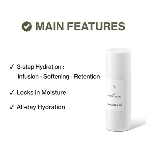 SHANGPREE AA Water Cream, Deep Hydration, Moisture All Day, Smooth Lightweight Finish, Shea Butter & Marine Complex, For Dry Skin, 50ml / 1.69 fl.oz.