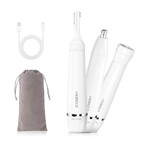 Nose Hair Trimmer for Women and Men, 3-in-1 Electric Facial Hair Removal Rechargeable Portble Waterproof Face Shaver Razor for Nose Ear Eyebrow Peach-Fuzz Lips Chin FT3001