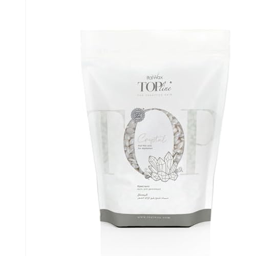 Italwax Top Line Crystal - 750g / 1.65lb - Hard wax beads for hair removal - Unscented - Synthetic formulation ideal for sensitive skins - Recommended for Bikini Area and Armpits