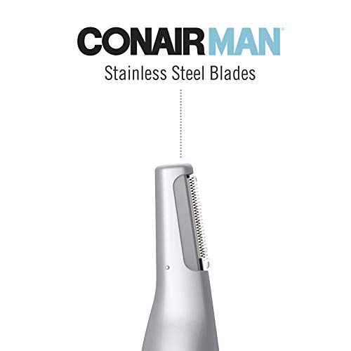 ConairMAN All-in-One Personal Trimmer for Men, for Nose, Ear, Eyebrows and Sideburns Hair Trimmer, 4 piece Men's Grooming Kit, Lithium Battery-Powered