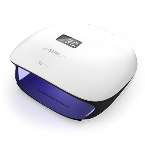 SUNUV UV LED Nail Lamp, UV Light for Gel Polish with 4 Timer Settings, Nail Dryer with LCD Display, Removable Base SUN4S Black