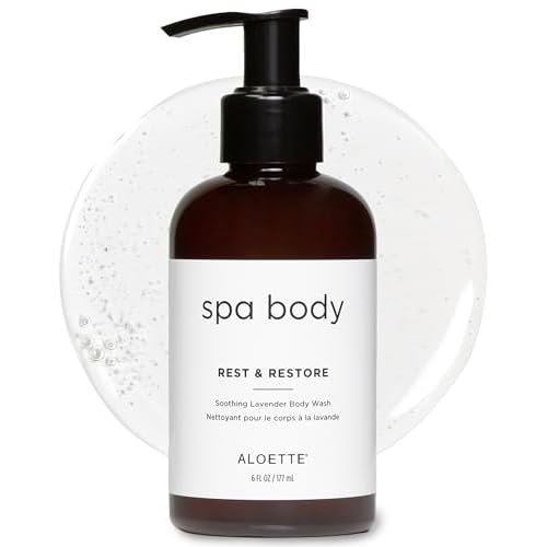 Aloette Lavender Body Wash, Rest & Restore - Hydrating & Moisturizing Body Wash for Dry Skin with Natural Aloe Vera & Vitamin E - Exfoliating & Rejuvenating Skin Care Products for Men & Women