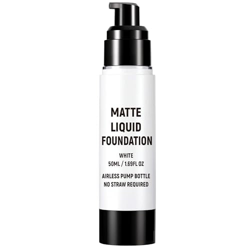 Clown White Face Paint, White Liquid Foundation Full Coverage Matte Flawless Finish Foundation for Goth Clown Makeup,Daily,Cosplay, Halloween Makeup