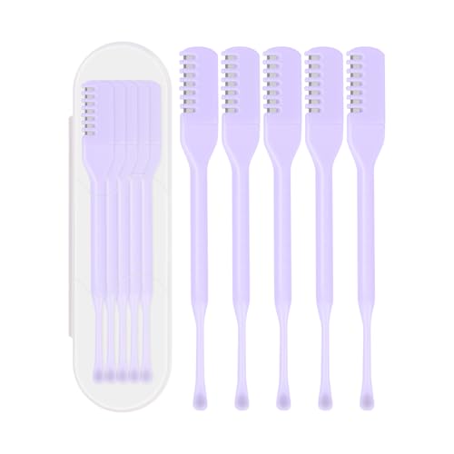 5PCS 2-in-1 Nasal Hair Cutter, Manual Nose Hair Trimmer Cutter with Ear Pick for Women & Men 360¡ÆRotating Nose Hair Remover Grooming Tool Knife Razor Portable Nostril hair Trimmer Clipper (Purple)