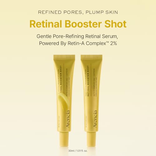 Arencia Retinal Booster Shot Serum, Firming Advanced Night Serum with Caffeine and Ectoin for Mature Skin, Pore Minimizing, WFine Lines & Wrinkles, Korean Skincare 30ml/1.01 fl.oz (Pack of 2)