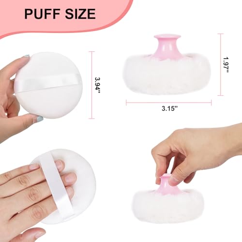 LAKIRA Extra Large Body Powder Puff and Container, 5.35" Body Container with 3.93" Powder Puff, for Baby Women's Loose Dusting Powder (Colorful)