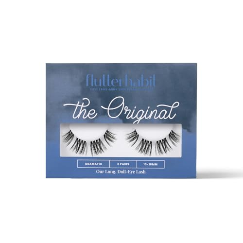 FlutterHabit The Original Lashes, 2 Sets of Lashes, DIY Long Lash Extensions, Up to 10 Day Lash Wear, Salon Quality Cluster Eyelashes for a Natural Look, No Glue Included