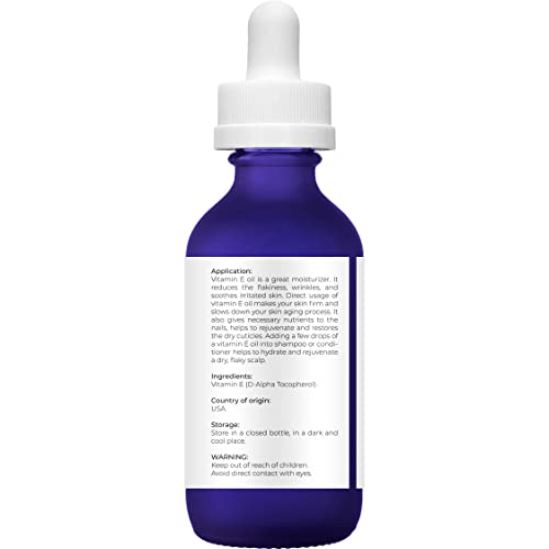 Vitamin E Oil - 2 oz | 42,000 IU | 100% Pure & Natural | for Face, Hair, Body, Skin Care, Stretch Marks, Nails, Cuticles, Scars | Food & Cosmetic Grade | Moisturizing Hexane Free¡¦