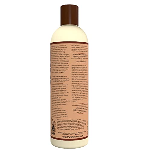 OKAY Black Jamaican Castor Oil Conditioner - Jamaican Black Castor Oil Conditioner for Women and Men with Argan and Shea Butter for Damaged Hair, Promotes Thicker, Fuller Hair - 12 fl oz (1 Pack)