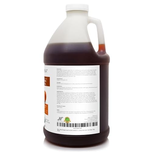velona Pumpkin Seed Oil USDA Certified Organic - 1 Gallon / 128 Fl Oz | 100% Pure and Natural Carrier Oil | Unrefined, Cold Pressed | Cooking, Face, Hair, Body & Skin Care | Use Today - Enjoy Result