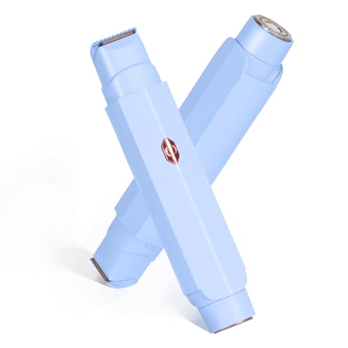 2-in-1 Bikini Trimmer for Women & Electric Women's Shaver,Rechargeable,Gentle Hair Removal for Sensitive Skin(Blue)