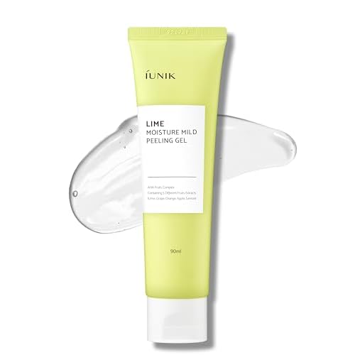 IUNIK Lime Moisture Mild Peeling Gel 3.04 Fl Oz - Gentle Exfoliating Deep Cleansing Glowing - Smooth with AHA & Fruits Complex - Control Sebum Clear Dead Skin Cells Blackheads Pore-Minimizing Vegan