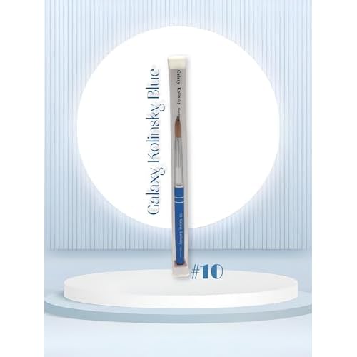 Acrylic Nail Brush Pure Kolinsky Hair Round Shape Blue Metal handle (Size 10)