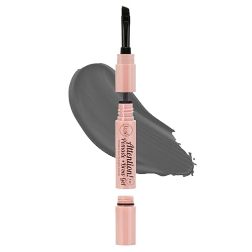 J.Cat Beauty 4 in 1 Brow Pomade and Translucent Brow Gel with Angled Brush and Spoolie to Shape and Tame the Eyebrows, Soft Charcoal