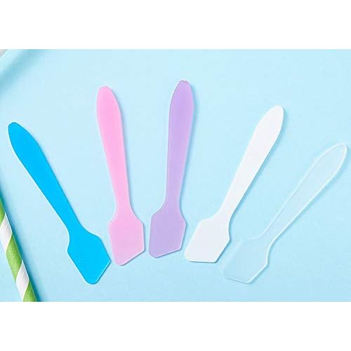 100Pcs 8cm/3inch Pink Disposable PP Cosmetic Spoon Mask Spatula Mini Facial Cream Scoop Mud Mask Stirrer Muddler Applicator for Skin Care